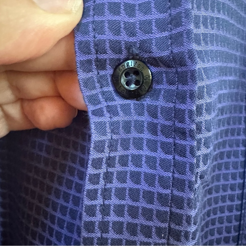 English Laundry Purple & Blue Checkered Cotton Long Sleeve Dress Shirt Sz 19 EUC - Picture 6 of 16